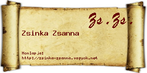 Zsinka Zsanna névjegykártya